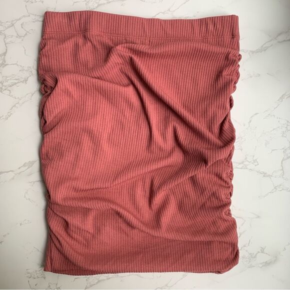 Sundry For Evereve Womens Soleil Ruched Ribbed Mini Skirt Mauve Pink | Medium - Picture 6 of 6